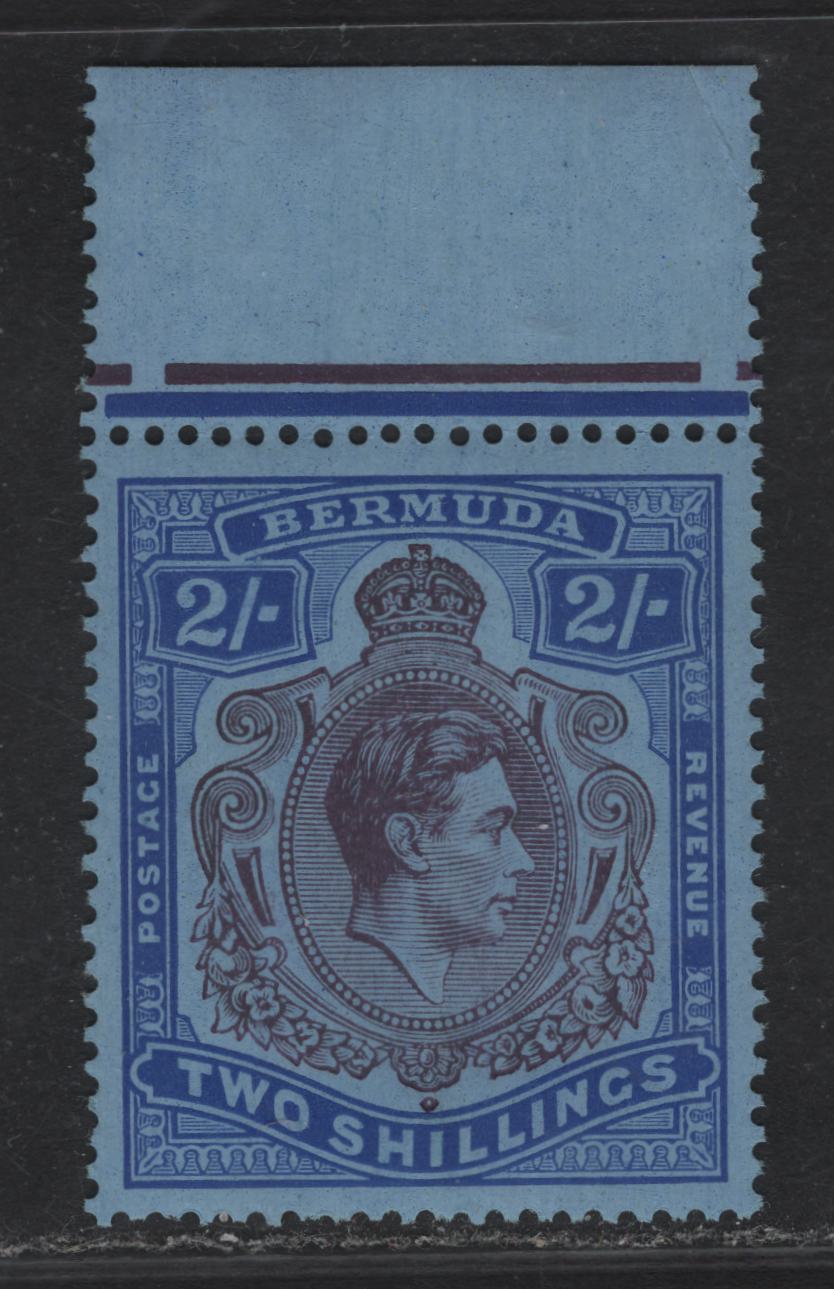 Lot 196 Bermuda (C) SG#116 2/- Deep Purple & Ultramarine King George VI, 1938-1953 KGVI High Value Keyplate Issue, A VFNH Single, Gray Blue Chalky Paper, Perf 14
