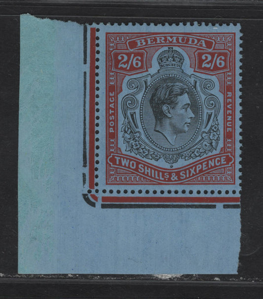 Lot 198 Bermuda (C) SG#117 2/6 Black & Red King George VI, 1938-1953 KGVI High Value Keyplate Issue, A VFNH Single, Gray Blue Chalky Paper, Perf 14