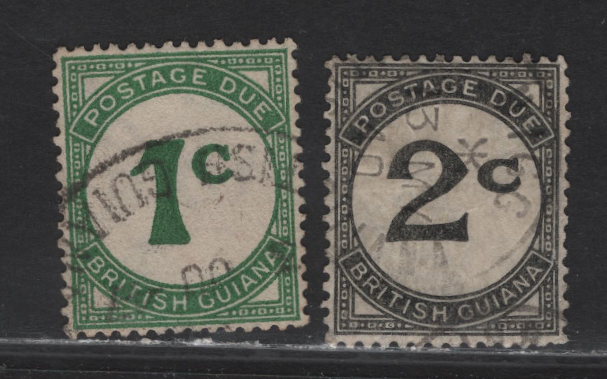Lot 210 British Guiana (C) SG#D1-D2 1c - 2c Green - Black Numeral, 1940-1955 Postage Due, 2 Very Fine Used Singles