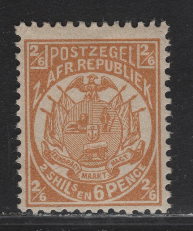 Lot 217 Transvaal (C) SG#184 2/6 Buff Arms, 1885-1893 Arms Issue, A VFOG Singles, Perf 12.5, Small Holes