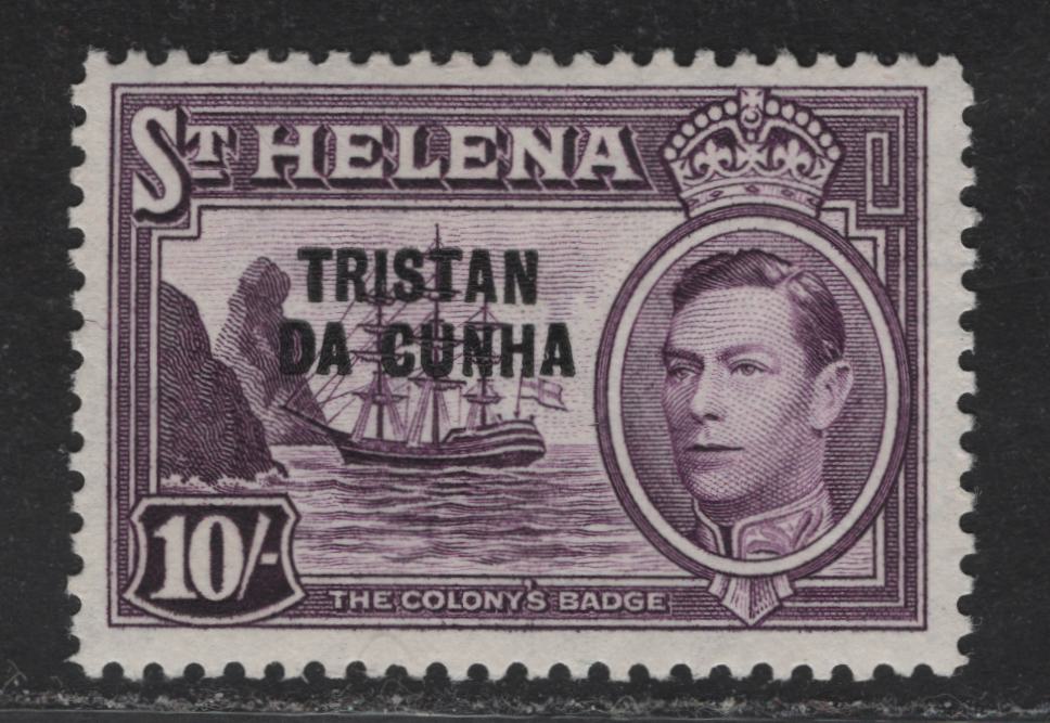 Lot 269 Trista da Cunha (C) SG#12 10/- Purple King George VI, 1952 KGVI Definitives of St Helena Overprinted Issue, A VFNH Single
