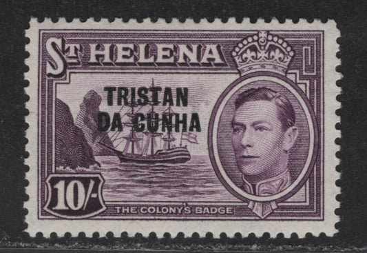 Lot 269 Trista da Cunha (C) SG#12 10/- Purple King George VI, 1952 KGVI Definitives of St Helena Overprinted Issue, A VFNH Single