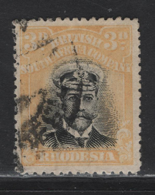 Lot 277 Rhodesia (C) SG#210 3d Black & Yellow Admiral, 1912-1919 Admiral Issue, A Very Fine Used Single, Perf 14, Die 1