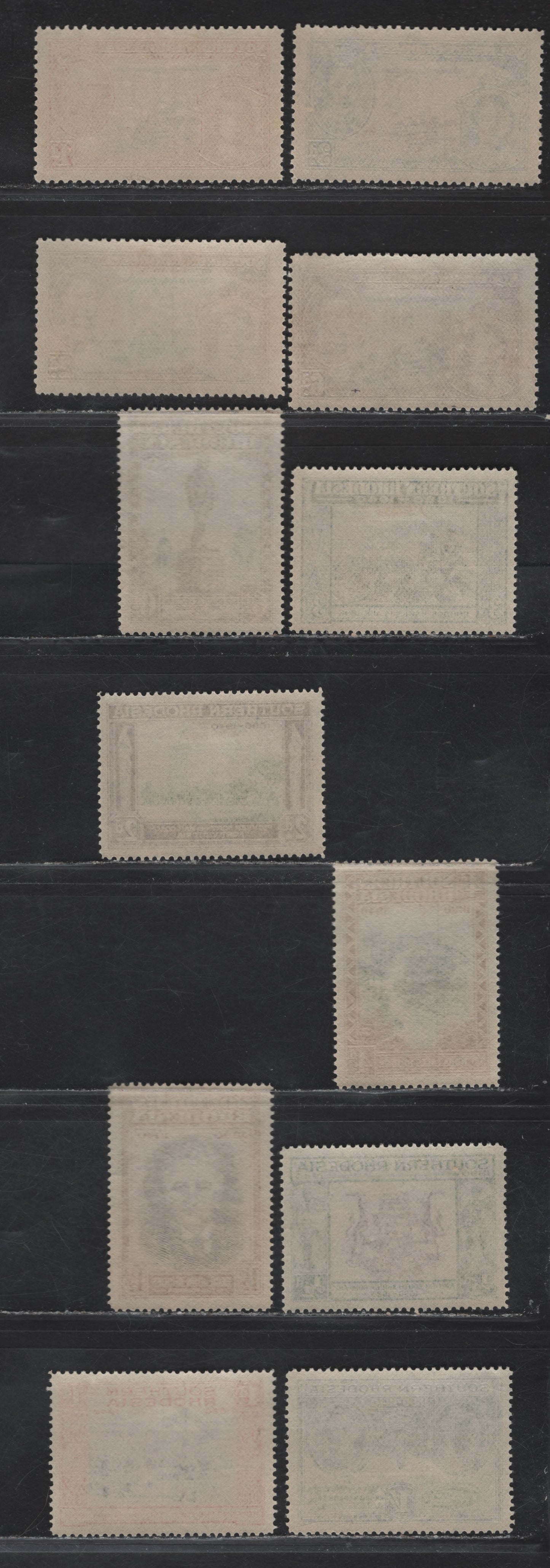 Lot 282 Southern Rhodesia (C) SG#36-39, 53-60 1d - 1/- Olive & Rose Carmine -Blue & Green Coronation - Golden Jubilee, 1937-1940 Coronation - Golden Jubilee Issues, 12 VFOG Singles