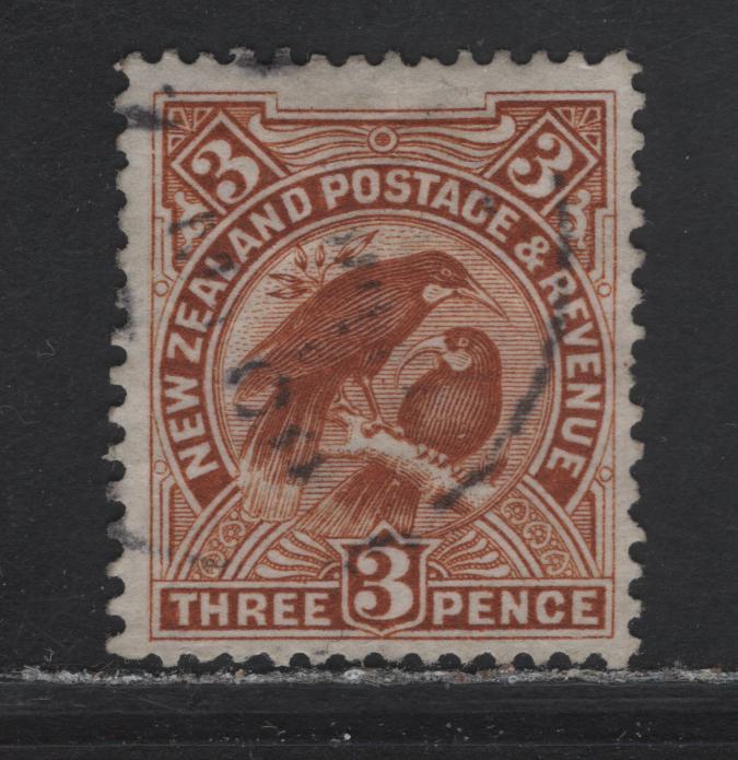 Lot 284 New Zealand (C) SG#378a 3d Yellow Brown Hula, 1907-1908 Reduced Size Pictorial Issue, A Very Fine Used Single, Comb Perfs 14, 13 & 13.5