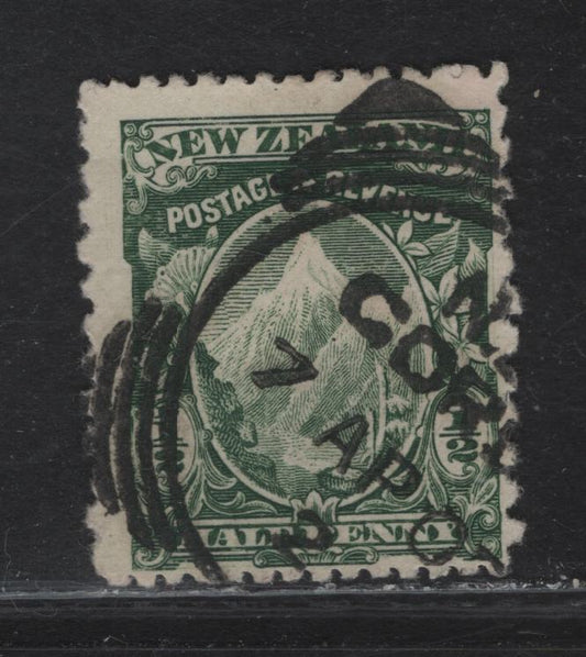 Lot 287 New Zealand (C) SG#289 1/2d Green Mount Cook, 1901 Pictorial Issue, A Fine Used Single, Thin Basted Mills Paper With Vertical Mesh, Double Lined Star & NZ Wmk, Perf 14x11.