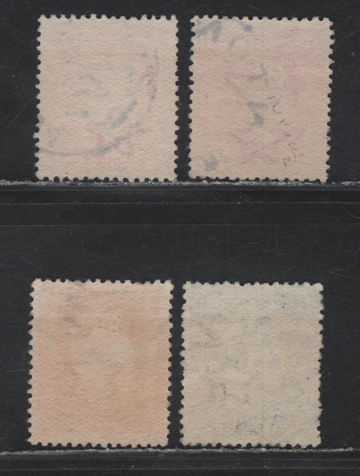 Lot 293 New Zealand (C) SG#425d, 429e, 430c, 430ca 6d - 1/- Carmine Lake - Pale Orange Red King George V, 1915-1930 KGV Sideface Issue, 4 Fine/Very Fine Used Singles, Perf 14x14.5