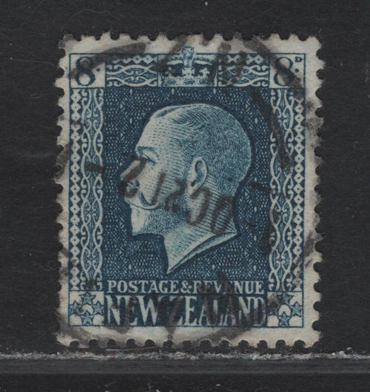 Lot 297 New Zealand (C) SG#427 8d Indigo Blue King George V, 1915-1930 KGV Sideface Issue, A Very Fine Used Single, Perf 14x13.5