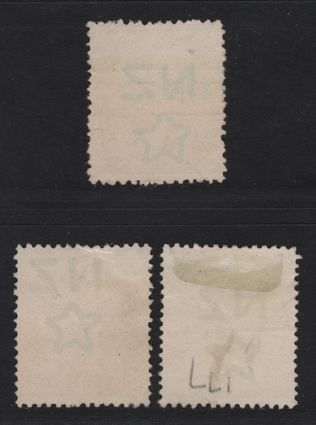 Lot 302 New Zealand (C) SG#409, 444-445 1/2d - 2d Green - Yellow King George V, 1915-1933 King George V Keyplates Issue, 3 Fine/Very Fine Used Singles, NZ & Star Lithographed On Back