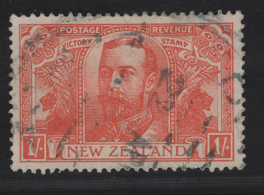 Lot 307 New Zealand (C) SG#458 1/- Pale Orange Red New Zealand, 1923-1925 Restoration Of Penny Postage Issue, A Very Fine Used Single