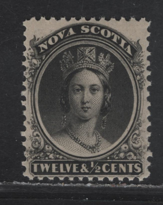 Lot 32 Nova Scotia #13 12.5c Black Queen Victoria, 1860 Queen Victoria Issue, A FNH Single, Perf 12x11.75, Paper Cents-G