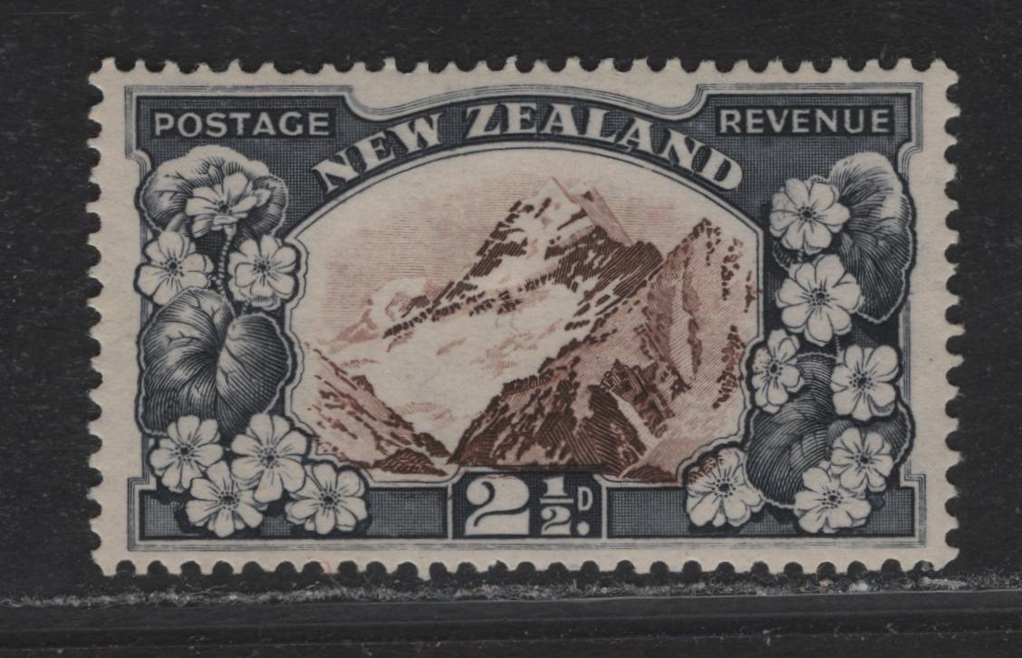 Lot 321 New Zealand (C) SG#581 2.5d Deep Brown & Slate Mt Cook, 1936-1947 Pictorial Issue, A VFOG Single, Perf 13-14x13.5, Multiple Star & NZ Wmk