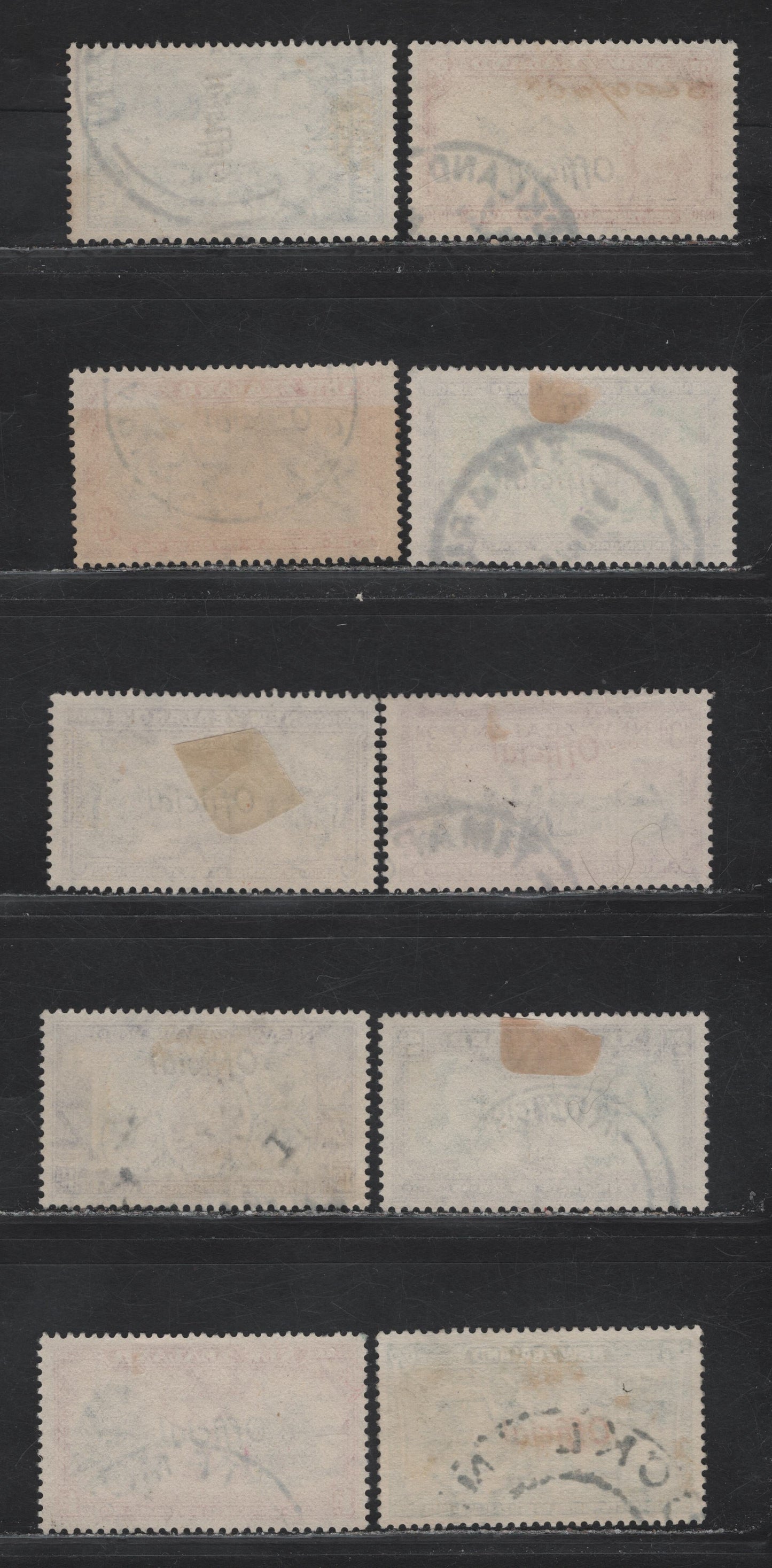 Lot 335 New Zealand (C) SG#O141-O150 1/2d - 1/- Blue Green - Sage Green & Deep Green Arrival of The Maori's - Giant Kauri Tree, 1940 Official Overprinted Centenary Issue, 10 Very Fine Used Singles