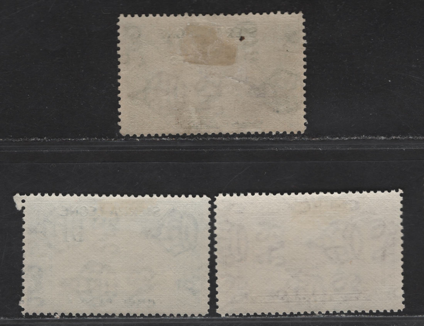 Lot 115 Sierra Leone (C) SG#188, 192, 198 1/2d - 5/- Black & Blue Green  - Red Brown King George VI, 1938-1944 KGVI Pictorial Issue, 3 VFOG Singles, Wartime Printings