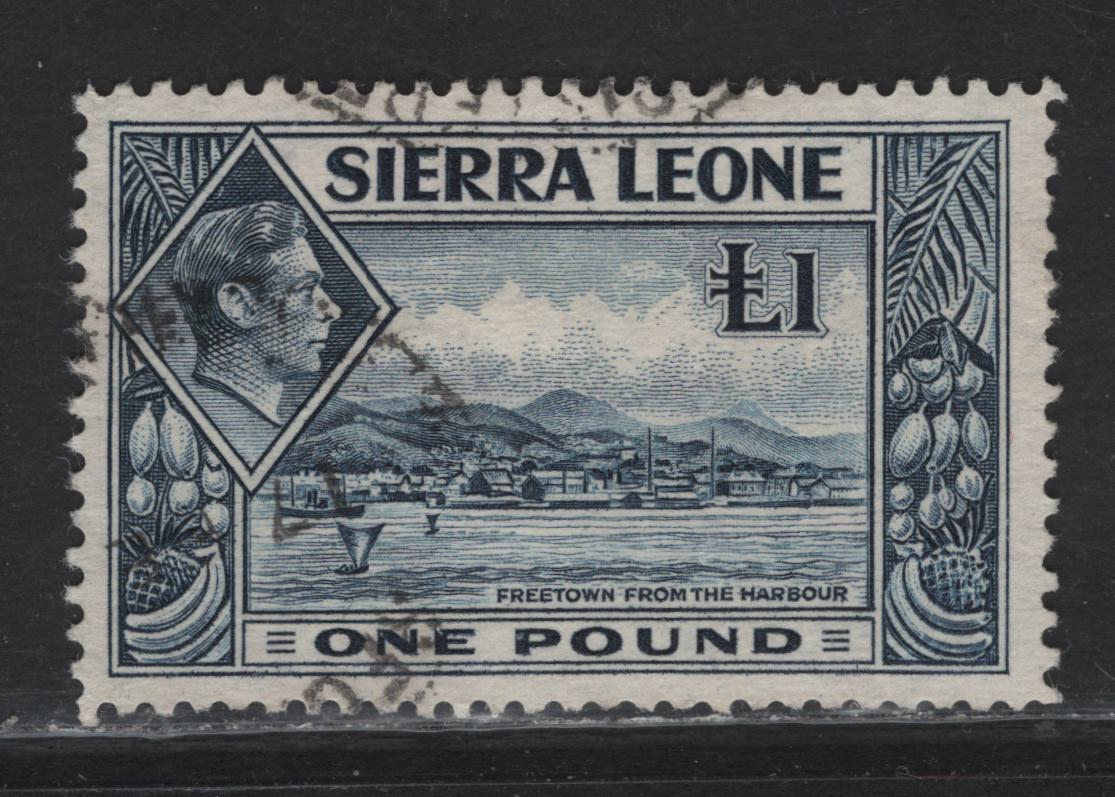 Lot 117 Sierra Leone (C) SG#200 £1 Deep Blue King George VI, 1938-1944 KGVI Pictorial Issue, A Very Fine Used Single