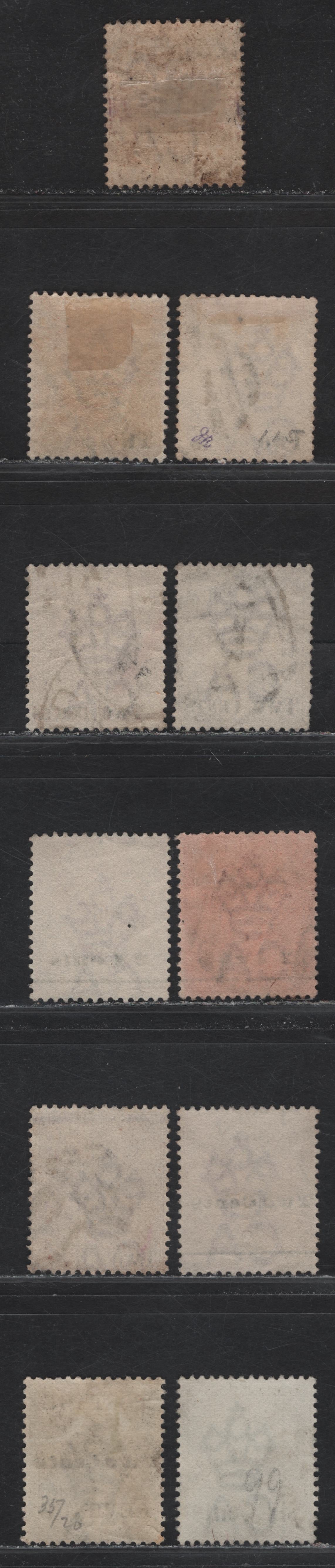Lot 119 Ceylon (C) SG#202-203, 207, 209, 233, 250 2c on 4c - 6c on 15c Rosy Mauve - Sage Green Queen Victoria, 1880-1899 Surcharges, 11 Fine/Very Fine Used Singles