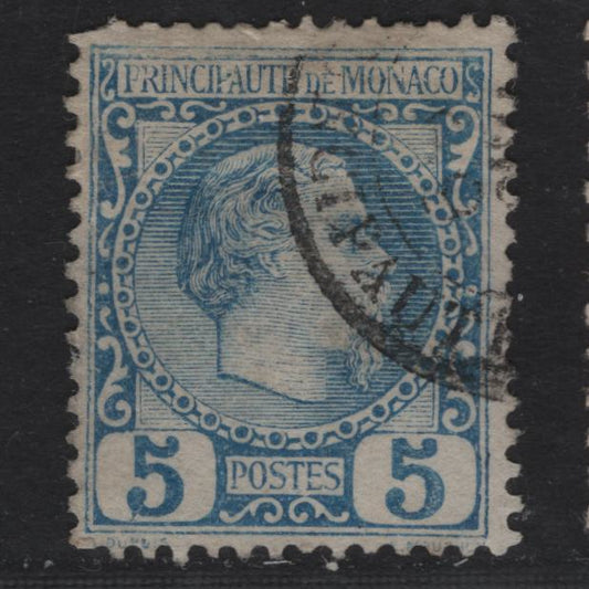 Lot 12 Monaco SC#3 5c - 75c Blue Prince Charles III, 1885 Prince Charles III Issue, A Fine Used Singles