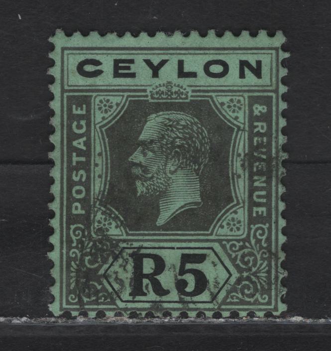 Lot 131 Ceylon (C) SG#356 5r Black on Emerald King George V, 1921-1932 KGV Imperium Keyplates Issue, A Fine Used Single, Multiple Script CA Wmk