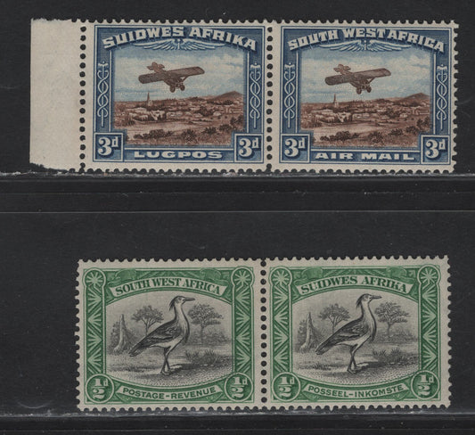 Lot 150 South-West Africa (C) SG#74, 86 1/2d - 3d Black & Green - Brown & Blue Pictorial, 1931 Pictorial Issue, 2 F/VFNH Pairs