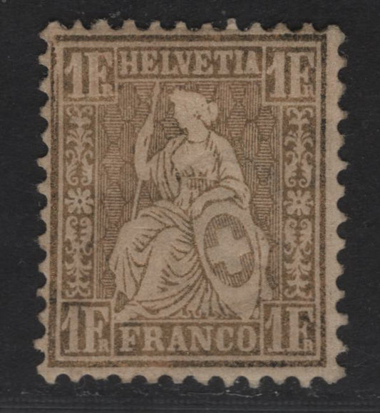 Lot 15 Switzerland SC#50 1fr Gold Seated Helvetia, 1862-1864 Seated Helvetia Issue, A FOG Single