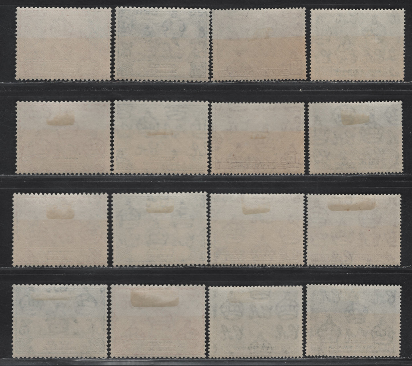 Lot 158 Malaya - Malacca, Negri-Sembilan, Penang & Selangor (C) SG#18-21, 63-66, 23-26, 111-114 10c - 50c Purple - Blue Black UPU, 1949 UPU Issues, 16 F/VFOG Singles, Some Minor Gum Toning On Most