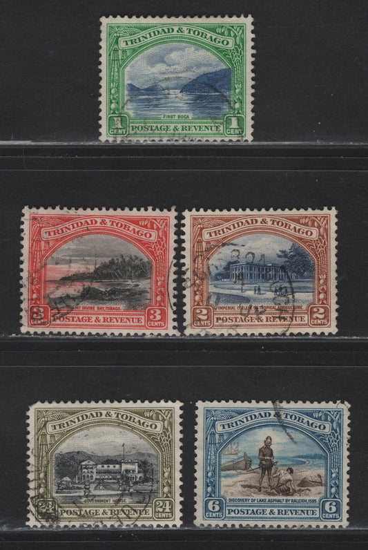 Lot 168 Trinidad & Tobago (C) SG#230a, 231a, 232s, 233a, 236a 1c - 24c Blue & Green - Black & Olive Green Pictorial, 1935-1937 Pictorial Issue, 5 Very Fine Used Singles