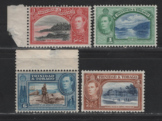 Lot 169 Trinidad & Tobago (C) SG#246-248, 250 1c - 6c Blue & Emerald - Sepia & Blue King George VI, 1938-1944 KGVI Pictorial Issue, 4 F/VFOG Singles, 1938 Printings With Upright (20c) & Sideways Wmks (Rest), Streaky Gum That Has Some Minor Toning