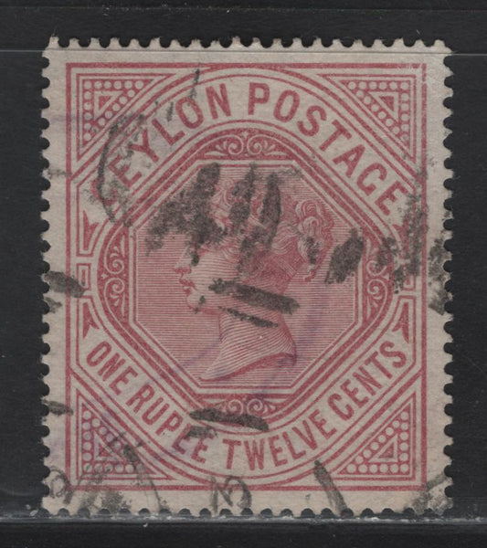 Lot 212 Ceylon (C) SG#201 1r12c Dull Rose Queen Victoria, 1887 Queen Victoria Keyplates Issue, A Very Fine Used Single