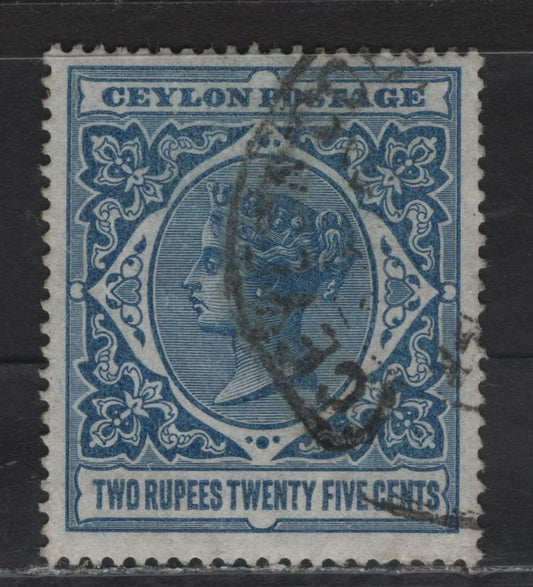 Lot 217 Ceylon (C) SG#264 2r25c Dull Blue Queen Victoria, 1899-1900 Queen Victoria Issue, A Fine Used Single, Crown CA Wmk