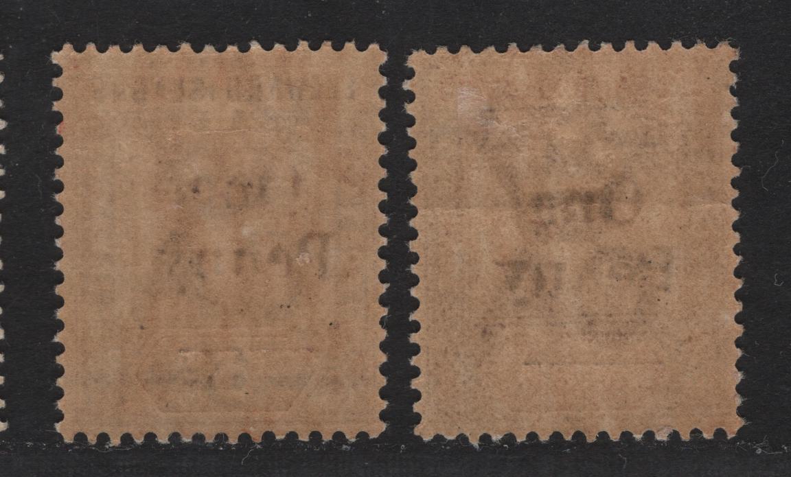 Lot 45 Leeward Islands (C) SG#17-18 1d on 4d & 1d on 6d Dull Mauve & Orange - Dull Mauve & Brown Queen Victoria, 1902 Surcharged Queen Victoria Imperium Keyplates Issue, 2 FOG Singles, Damaged 'E' In One And Nearly Missing N In Penny
