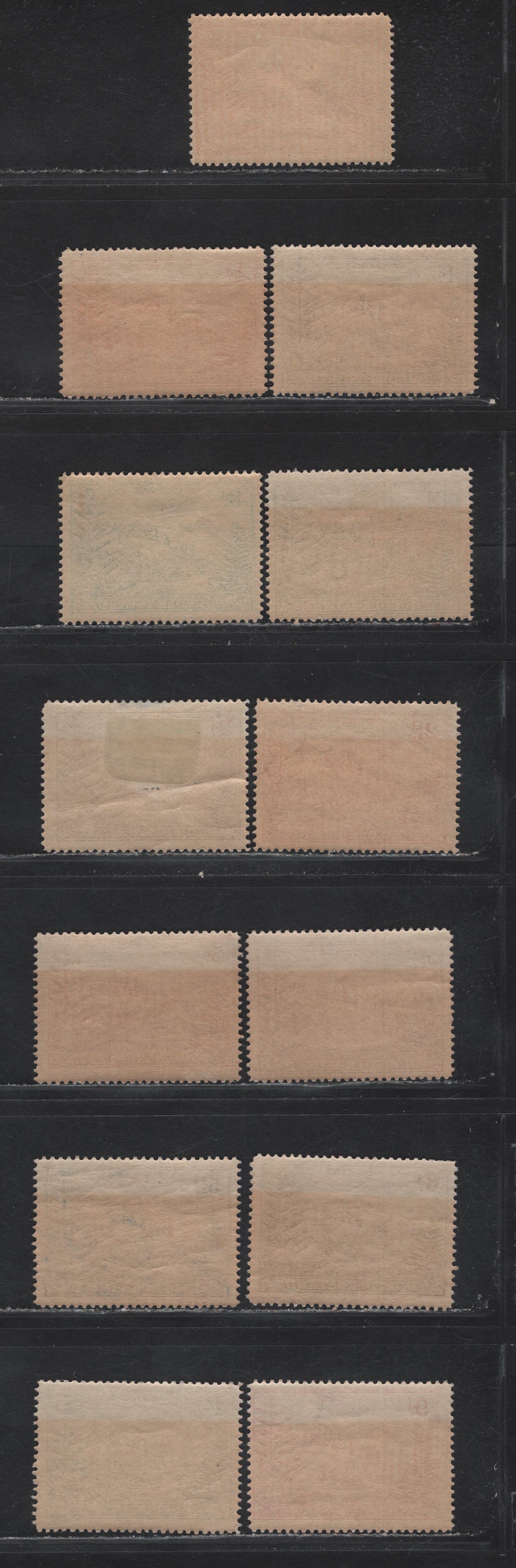 Lot 80 Norfolk Island (C) SG#1-9 1/2d - 1/- Yellow & Red Orange - Gray Green Ball Bay, 1947 Ball Bay Definitive Issue, 12 F/VFOG/NH Singles, Cream Paper, Most Are NH, Includes 2 Shades Of 1/2d & 1.5d.