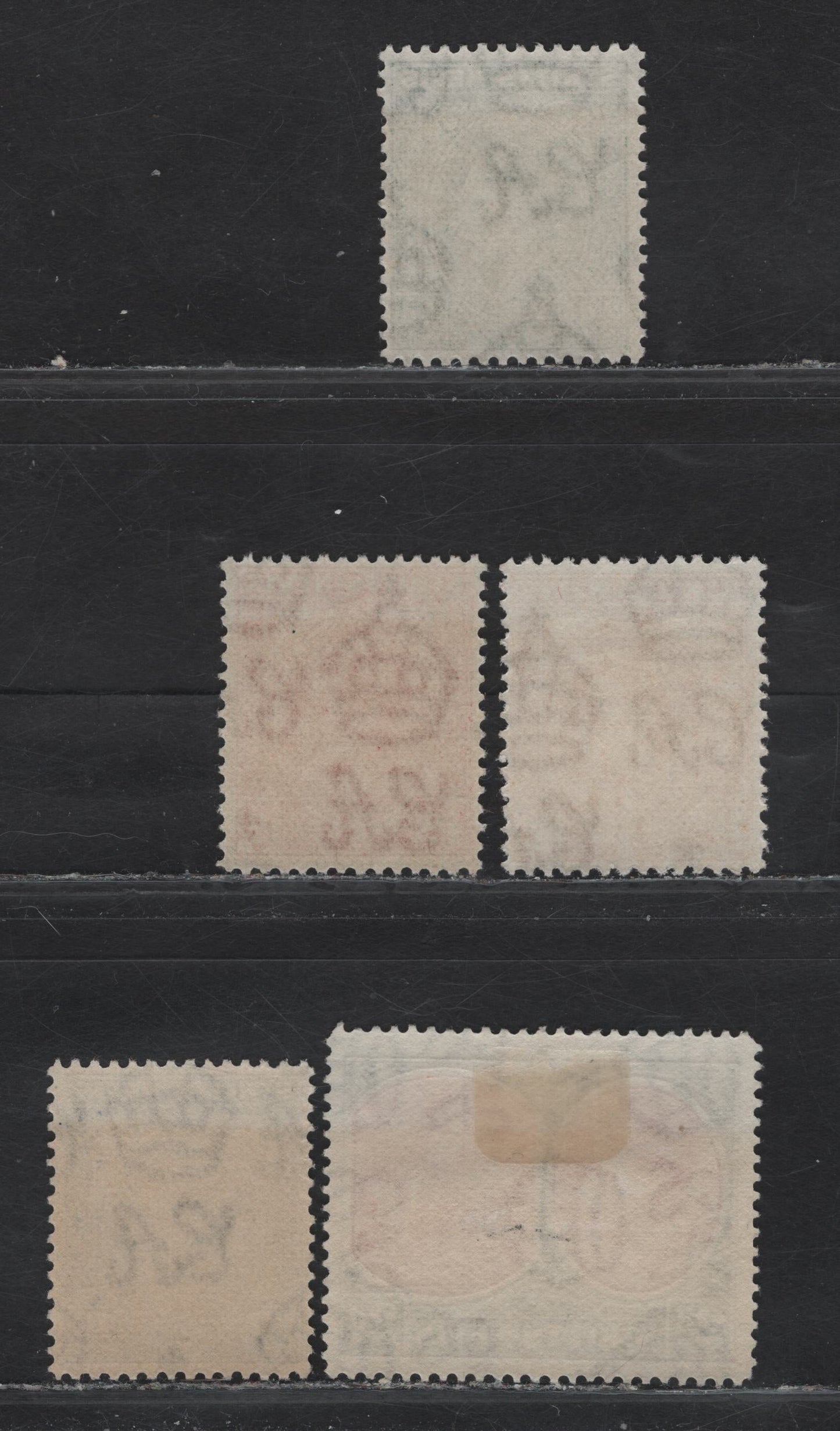 Lot 83 St Kitts & Nevis (C) SG#68, 69a, 70, 72a, 71b 1/2d - 2.5d Green - Bright Ultramarine King George VI, 1938-1950 KGVI Keyplates Issue, 5 F/VFOG Singles, 1943 Printings Including 1d Carmine & 2d Scarlet & Pale Gray