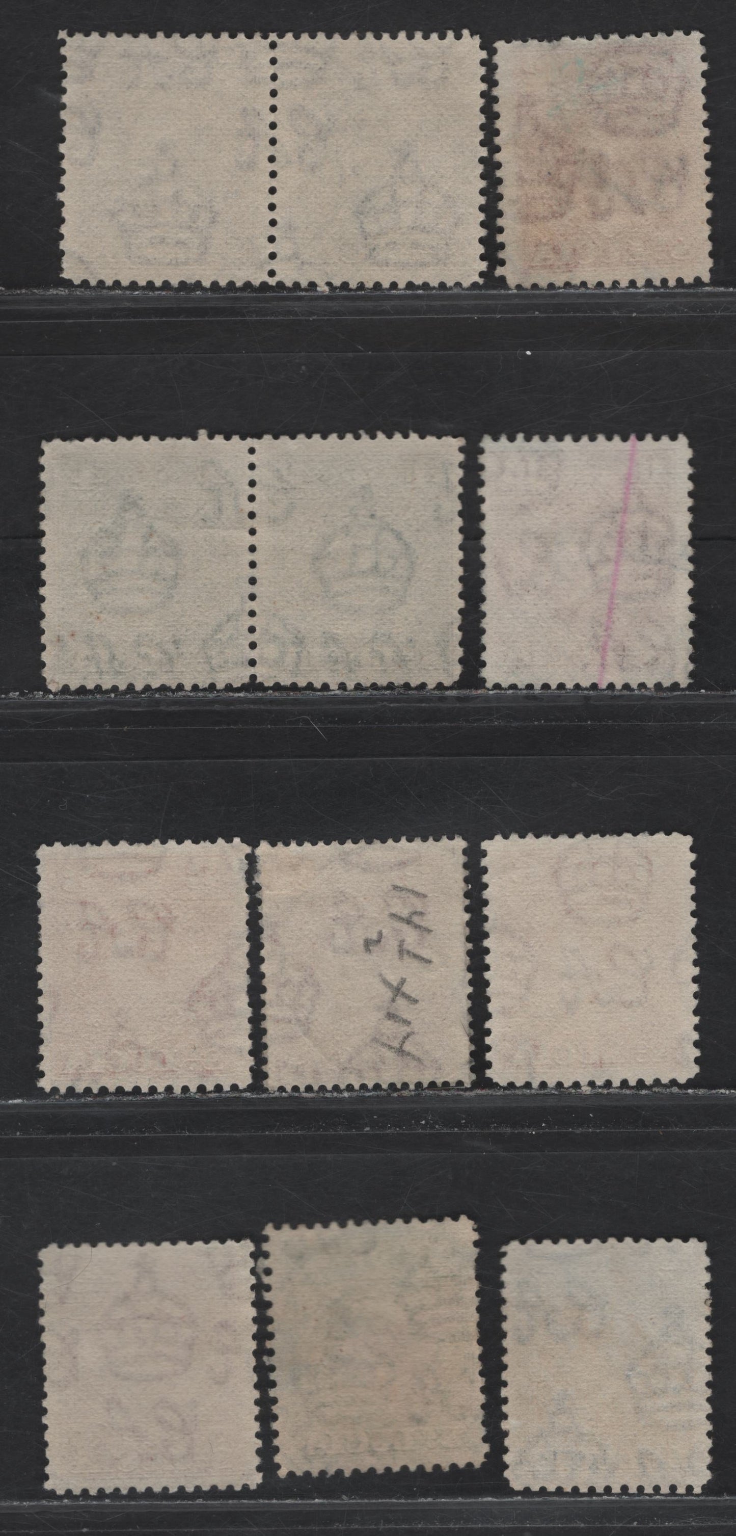 Lot 89 St Lucia (C) SG#146, 147-a, 148, 154 1c - 12c Green - Claret King George V, 1949-1950 KGVI Portraits Issue, 10 Fine/Very Fine Used Singles & Pair, Perf 14.5x14