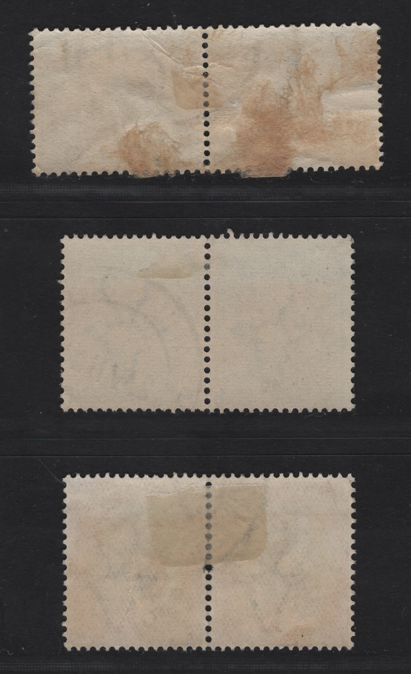 Lot 97 South Africa (C) SG#43d, 54, 87 1/2 - 1.5d Gray & Green - Blue Green & Gold Pictorials, 1930-1948 Photogarvure Pictorial Issue, 3 Fine/Very Fine Used Pairs, The1.5d Has A Light Internal Crease, Type II