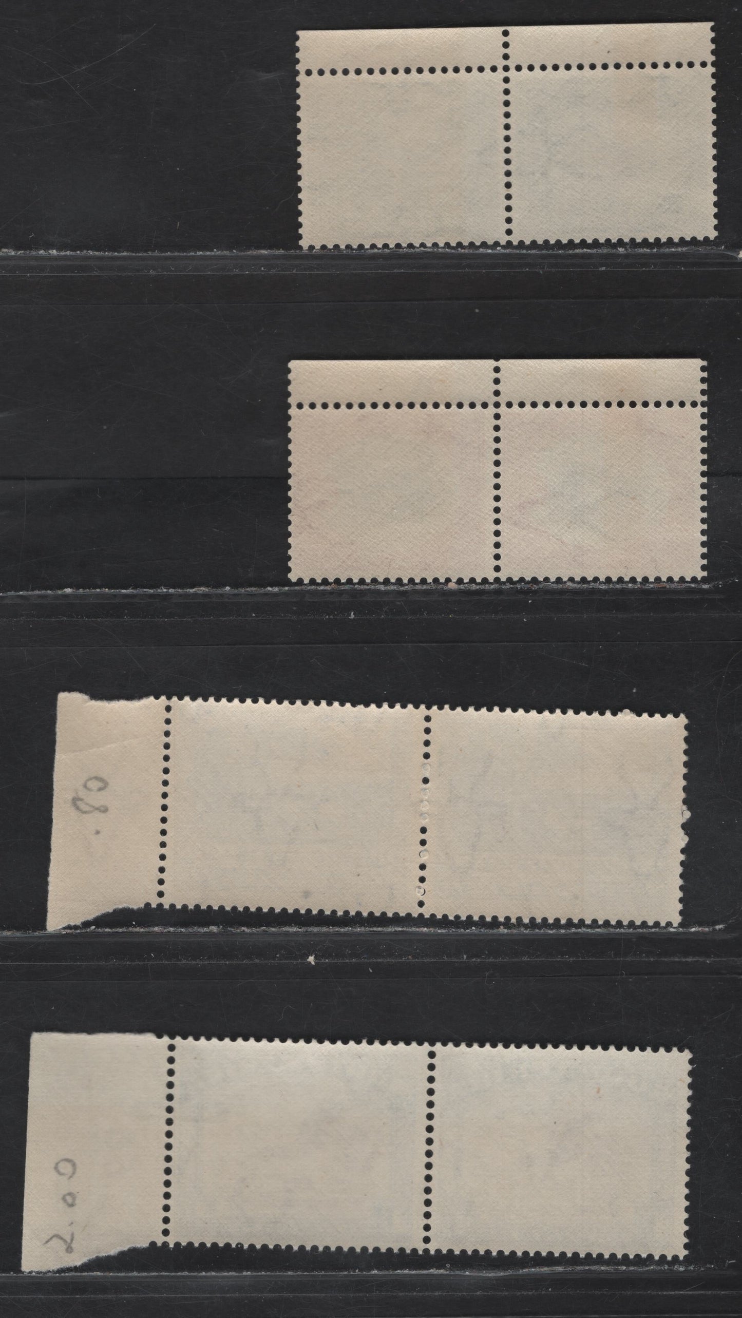 Lot 99 South Africa (C) SG#114c, 115, 117, 120 1/2d - 1/- Gray & Green - Brown & Chalky Blue Pictorials, 1947-1954 Pictorial Issue, 4 F/VFNH Pairs, Showing Screened Designs