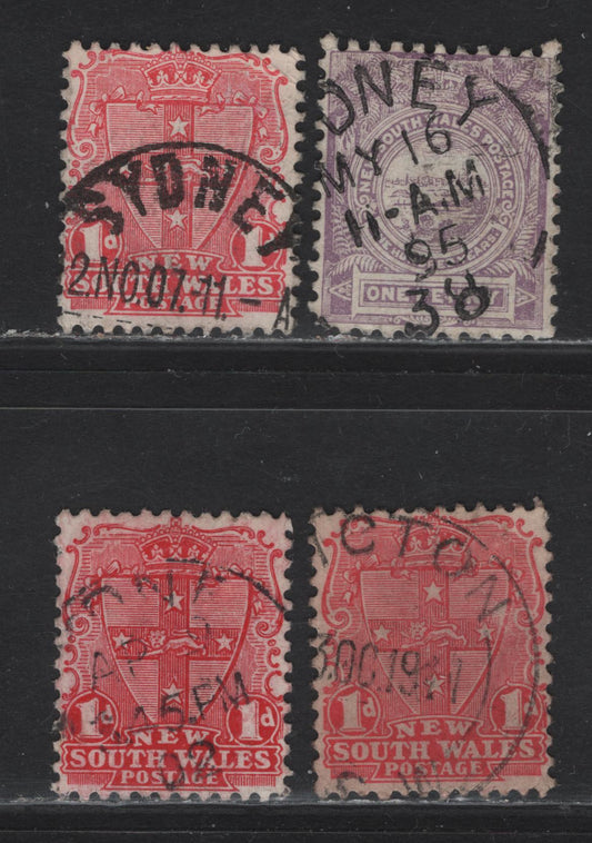 Lot 109 Australia - New South Wales (C) SG#253, 290b, 334 1d Red - Violet Queen Victoria, 1888-1910 Centenary - Arms Issues, 4 Fine/Very Fine Used Singles, Sydney & Picton CDS Cancles