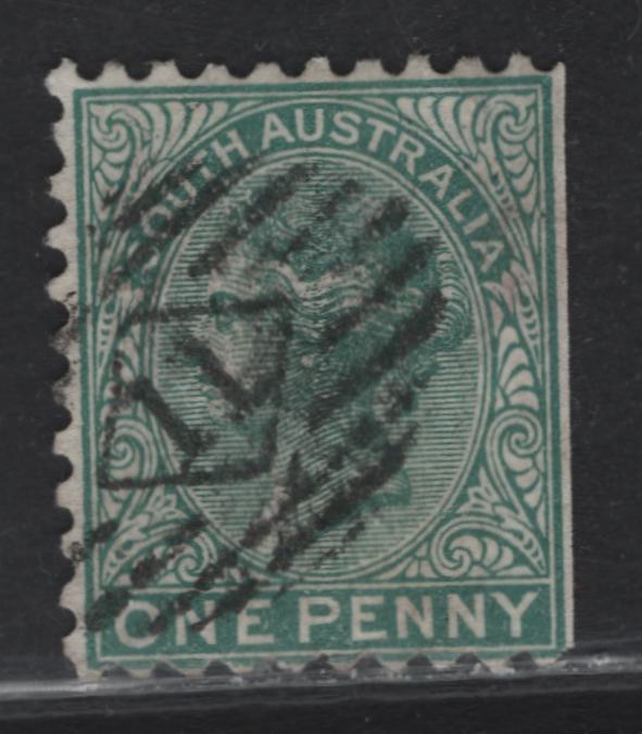 Lot 115 Australia - South Australia (C) SG#167b 1d Deep Green Queen Victoria, 1879 Sideface Issue, A Fine Used Single, #11 Diamond Numeral Cancel, Crown Over SA Wmk, Natural Straight Edge At Right & Light Corner Crease At LL & LR.
