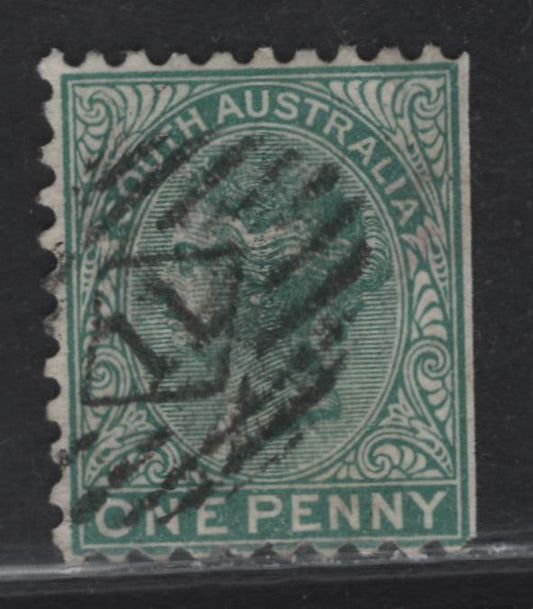 Lot 115 Australia - South Australia (C) SG#167b 1d Deep Green Queen Victoria, 1879 Sideface Issue, A Fine Used Single, #11 Diamond Numeral Cancel, Crown Over SA Wmk, Natural Straight Edge At Right & Light Corner Crease At LL & LR.