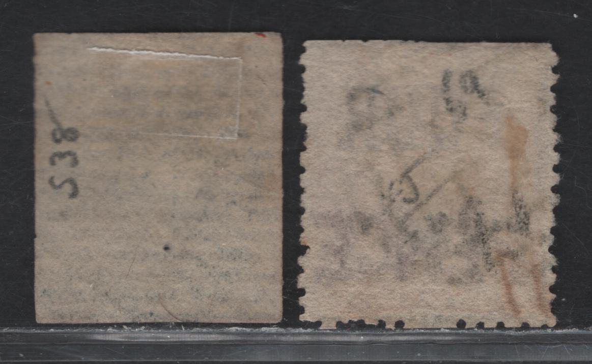 Lot 124 Australia - Victoria (C) SG#70a, 92 2d - 4d Dull Violet - Rose Pink Queen Victoria, 1858-1860 Emblems - Beaded Oval Issues, 2 Good-Very Fine Used Singles, Son Strike Of Melbourne #1 Over V Bootheel Cancel, #2 Geelong Cancel