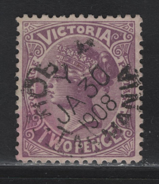 Lot 137 Australia - Victoria (C) SG#387 2d Reddish Purple Queen Victoria, 1901-1910 Queen Victoria Issue, A Very Fine Used Single, Crown Over A Wmk, Perf 12x12.5, SON January 30 1908 Hobart Tasmania Cancel, Used in Tasmania.