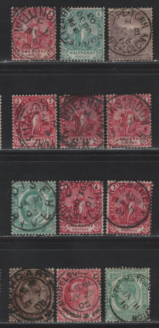 Lot 165 Cape of Good Hope (C)   1864-1904 Seated/Standing Hope & King Edward VII Issues, 12 Fine/Very Fine Used Singles, CDS Town Cancels