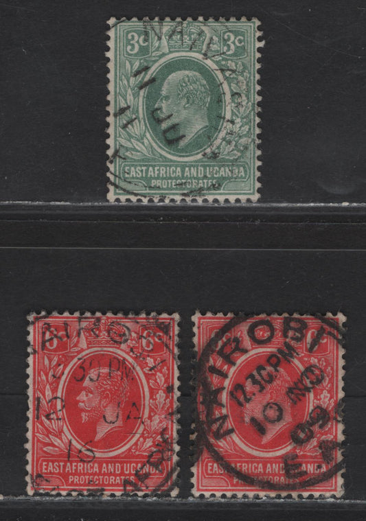 Lot 174 East Africa & Uganda (C) SG#35, 36, 46, 1907-1921 King Edward VII & KGV Keyplate Issues, 3 Very Fine Used Singles, Scarce SON Naivashia & SON Narobi Cancels