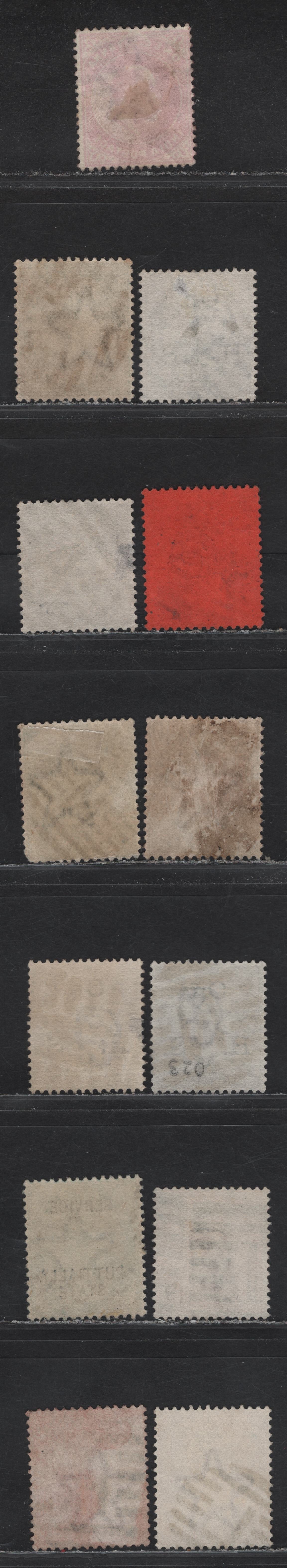 Lot 196 India (C)  India Postal Circle Grid Cancels On, 1865-1868,1882-1900 Queen Victoria Surface Printed & 1902-1911 Edward VII Issues, 13 F & VF Used Singles Includes Lahore, Indore, Railway Punjab, North Western Provinces(Allahabad) & Nagpur
