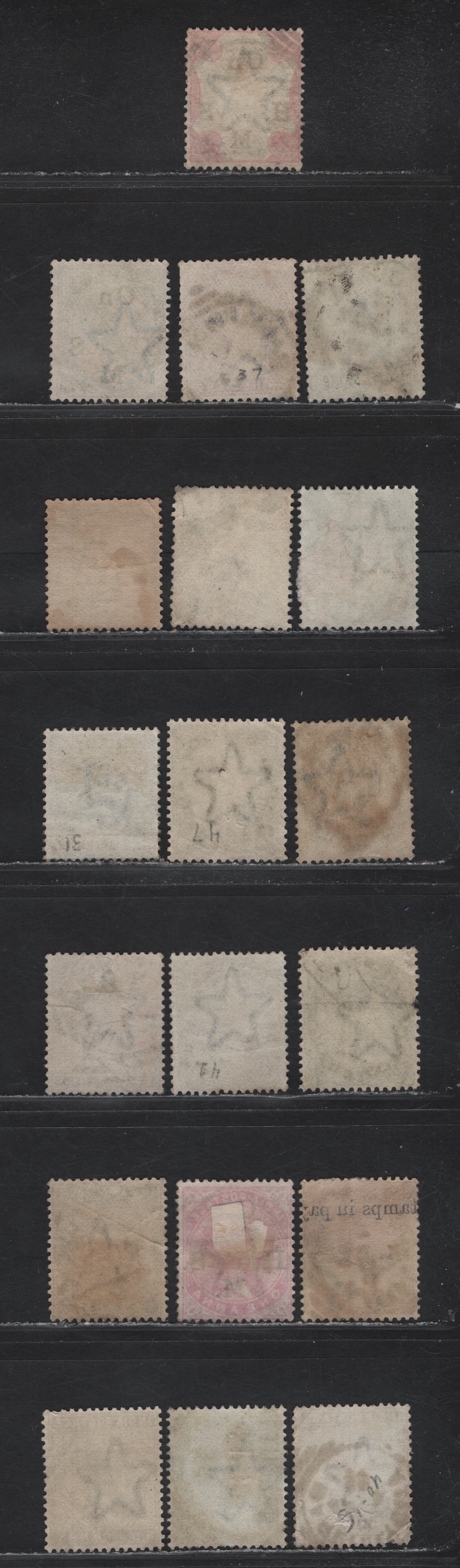 Lot 198A India (C)  Selection Of Squared Circle Cancels On, 1865-1868,1882-1900 Queen Victoria Surface Printed Issues, 19 F & VF Used Singles Including Princes Dock, Karachi City, Pachmari, Bareilly City, Ramai Pindi(Ext Rare)&More