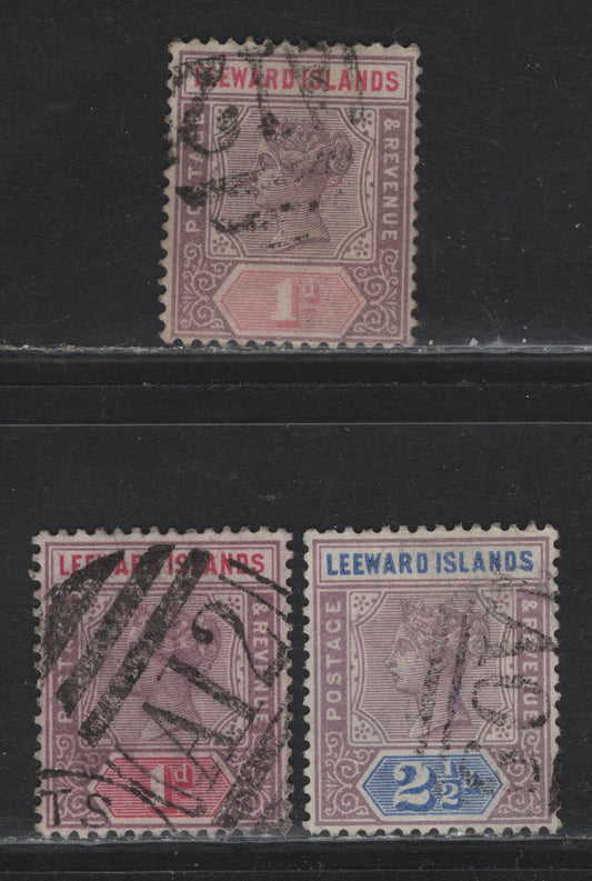 Lot 208 Leeward Islands (C)  Barred Numeal Cancels For St. Kitts (A12) & Nevis(A09) On, 1890 Imperium Keyplate Issues, 3 F&VF Used Singles Includes Two Stypes Of A12 Cancel