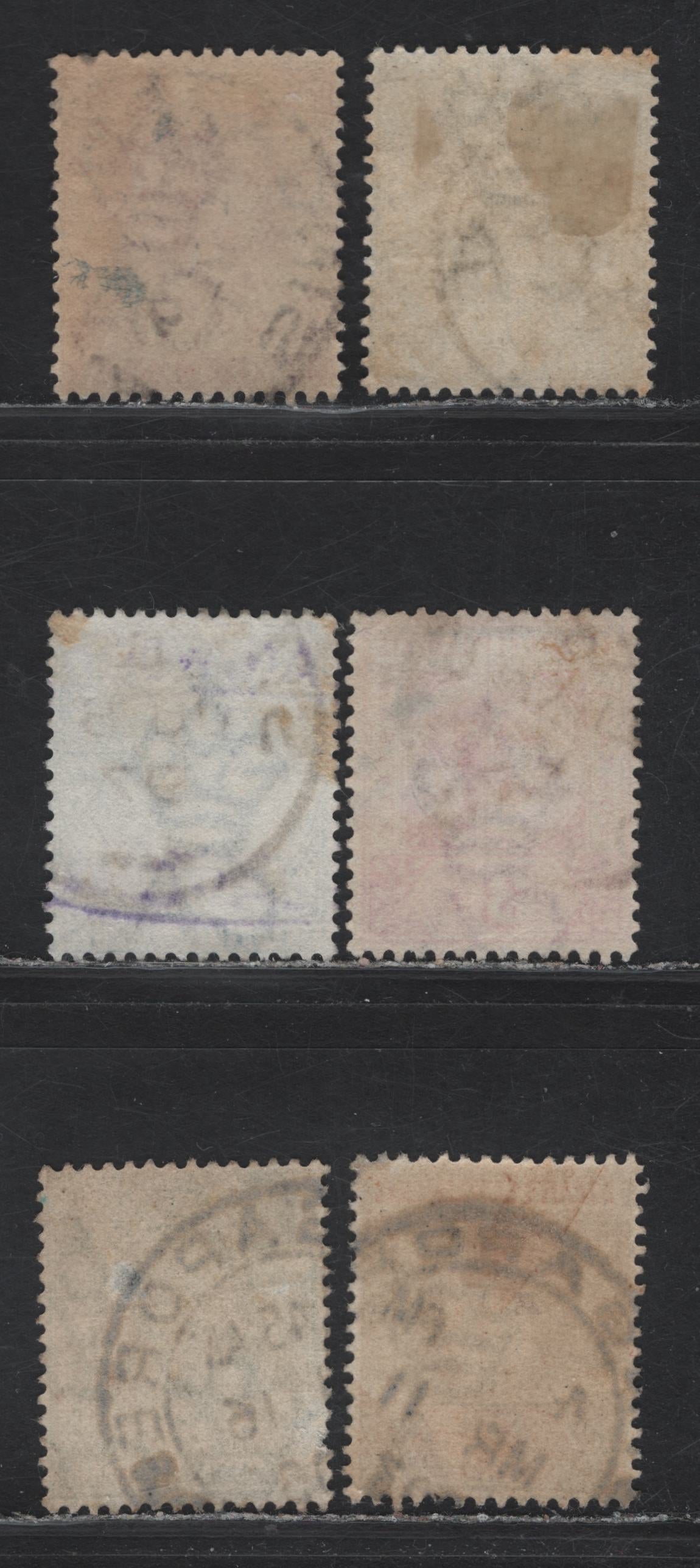 Lot 212 Malaya - Straits Settlement (C)  Singapore Cancels On, 1883-91,1892-99 Queen Victoria Crown Ca Keyplates, 1902-1903, 1904-1910 King Edward VII Keyplates Issues, 6 F&VF Used SIngles Includes SG# 63a,96,101,101a,111,127
