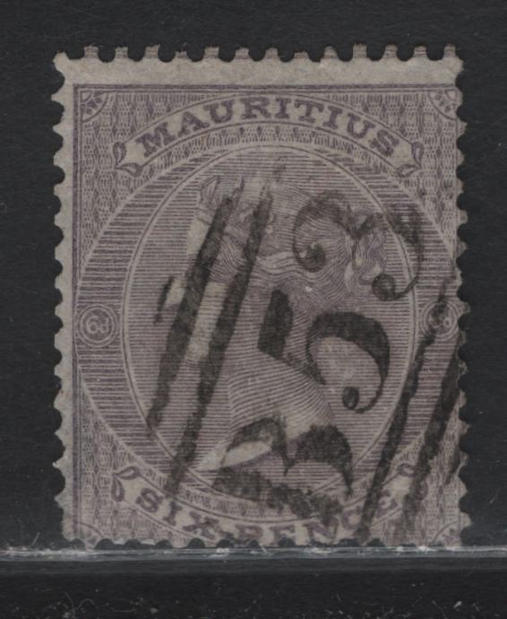 Lot 236 Mauritius (C) SG#50 6d Slate, 1860-1863 Queen Victoria Keyplate Issue, A Fine Used Single With Crisp Strike Of B53 Cancel