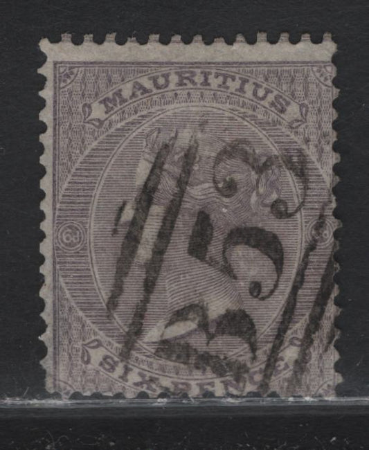 Lot 236 Mauritius (C) SG#50 6d Slate, 1860-1863 Queen Victoria Keyplate Issue, A Fine Used Single With Crisp Strike Of B53 Cancel