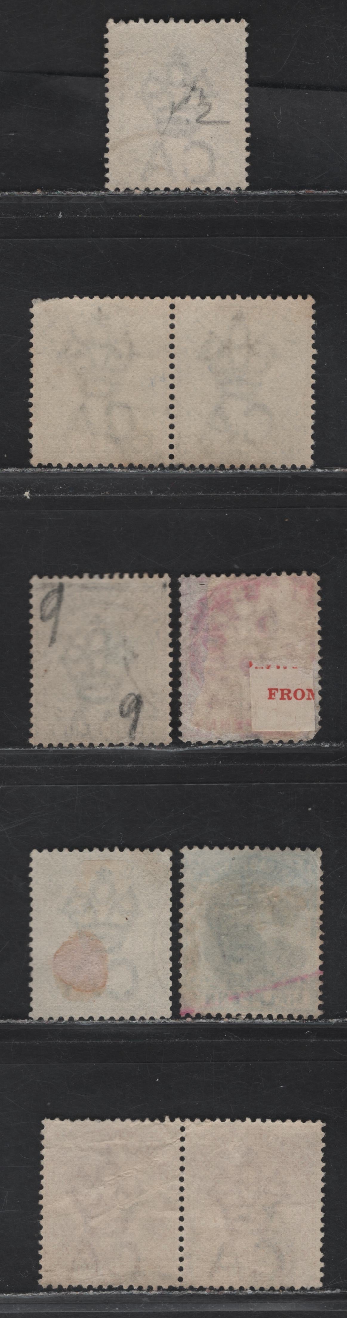 Lot 24 Trinidad (C) SG#106-112 1/2d - 1/- Dull Green - Orange Queen Victoria, 1883-1894 Queen Victoria Keyplates Issue, 7 Fine/Very Fine Used Singles & Pairs, Crown CA Wmk