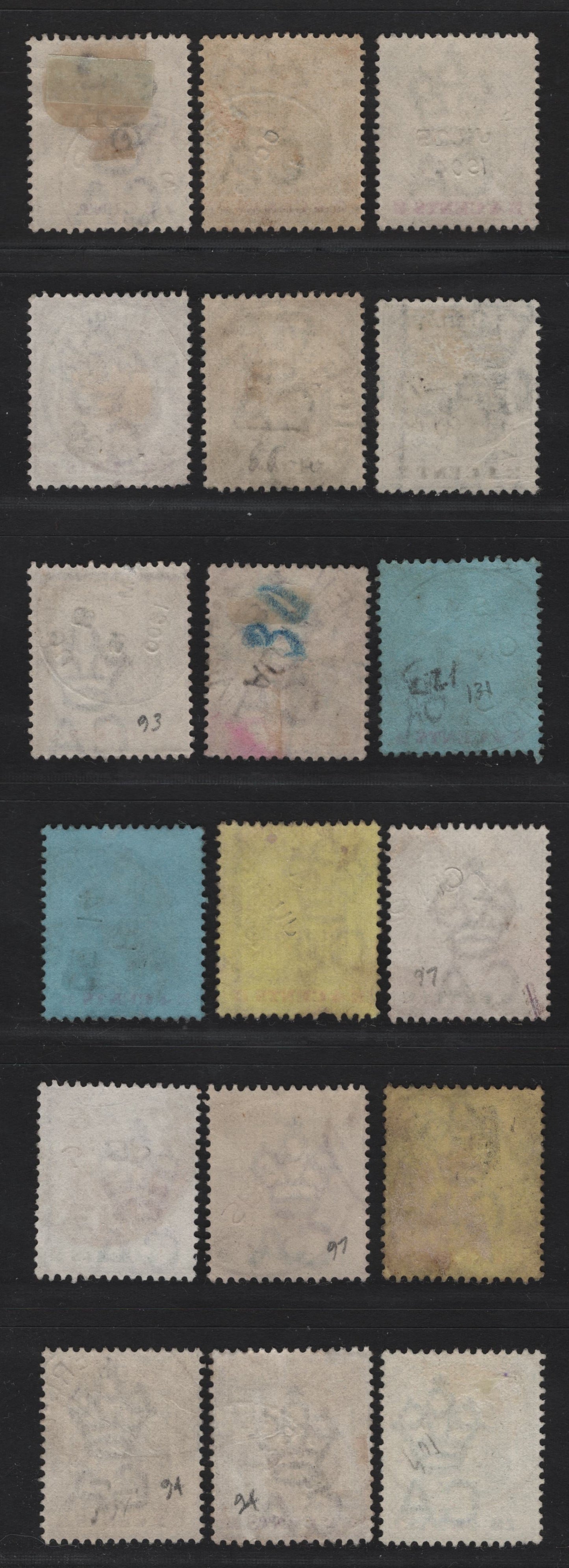 Lot 251 Mauritius (C)   1895-1905 Arms Issues, 18 Fine/Very Fine Used Singles, Small Town Cancels, Include Pillar Box, Pamplemouses, Camp de Masque, Curpipe, Rose Belle, Riviere des Angeillis, Vacoa, Mahebourg & Belair